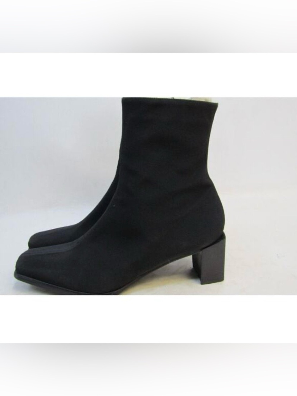 Stuart Weitzman Black Stretch Ankle Boots with Block Heel